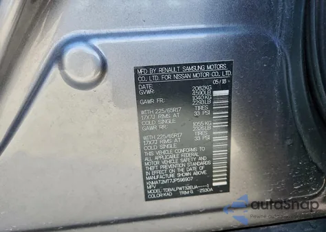 2018 Nissan Rogue S z USA, uszkodzony, nr VIN KNMAT2MT7JP596907